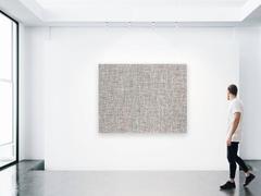 Colorful abstract painting. Painting dots and lines in many layers white, grey..