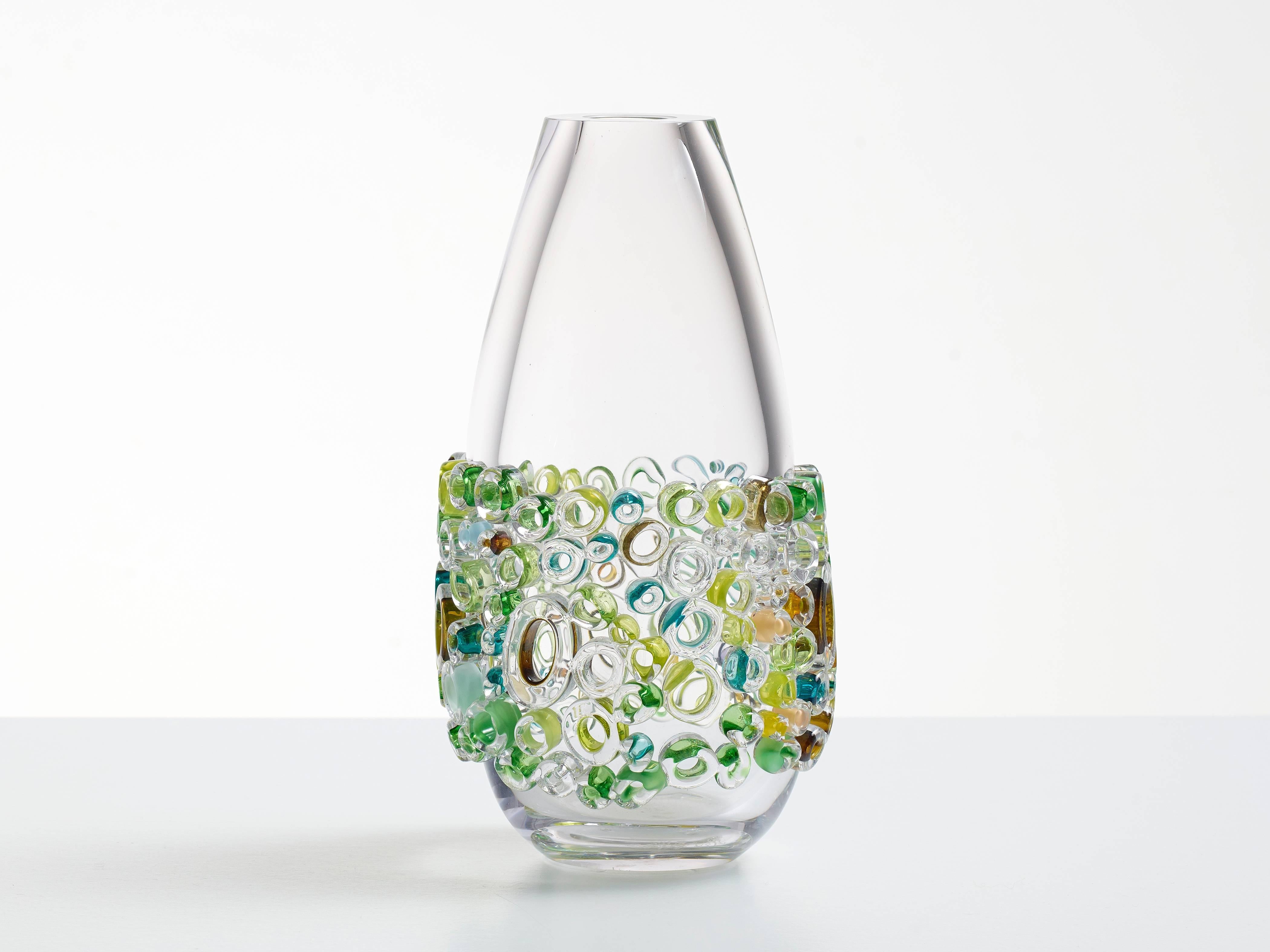 Sabine Lintzen Figurative Sculpture - Blown glass transparant vase. Style Murano glass vase.