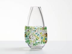 Blown glass transparant vase. Style Murano glass vase.
