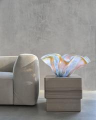 Blown Glass Decorative Bowl. Murano glass style colors in blue, pink, white.