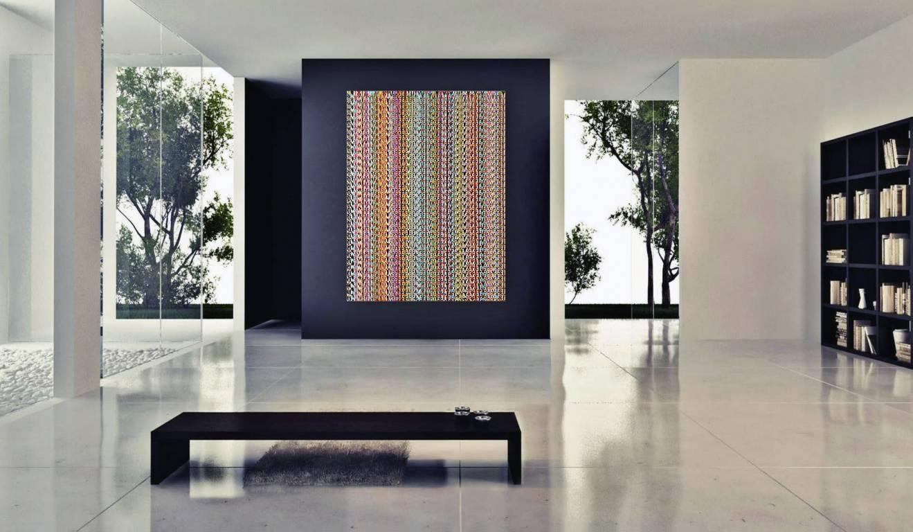 Large abstract painting with colorful pattern by Ien Lucas For Sale 1