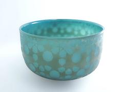 Jade green blown glass bowl, By Sabine Lintzen