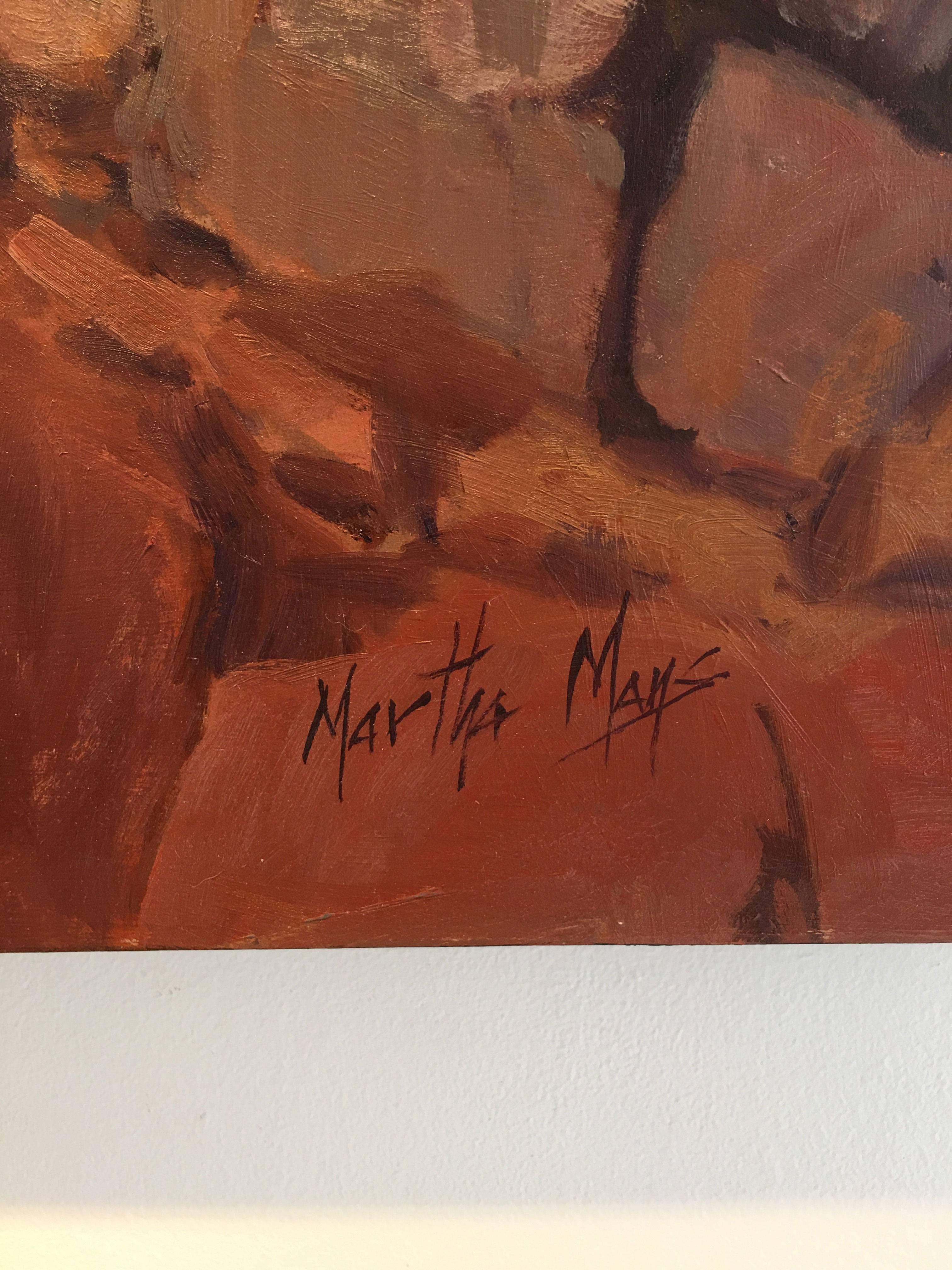 A Sentinel of Time - Brown Landscape Painting by Martha Mans