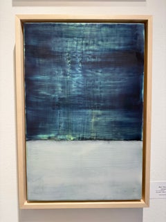 Midnight Tide, Encaustic Painting on Panel, Abstract, Framed, 21st Century