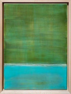"Quiet Coast", dipinto a encausto su tavola, astratto, incorniciato, XXI secolo
