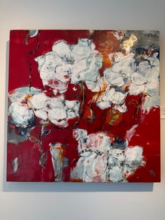 Kyoto Garden Encaustic Abstract Painting on Panel, 21st Century, New