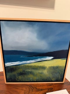 «Drawing In», pintura abstracta contemporánea de paisajes, óleo sobre tabla