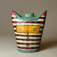 Face Jar 44 Ceramic Sculpture, Folk Art, 6.25" Tall