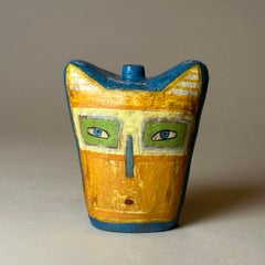 Face Jar 46: escultura de cerámica, arte popular, 4,75" de alto