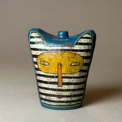 Face Jar 46: escultura de cerámica, arte popular, 4,75" de alto