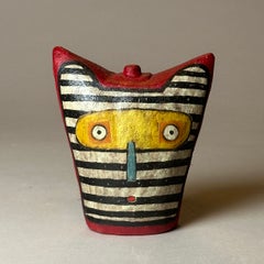 «Face Jar 48»: escultura de cerámica, arte popular, 4,5" de alto