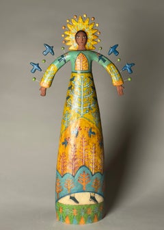 Double-Sided Spirit of Delight Ceramic Sculpture, Folk Art, 2010s