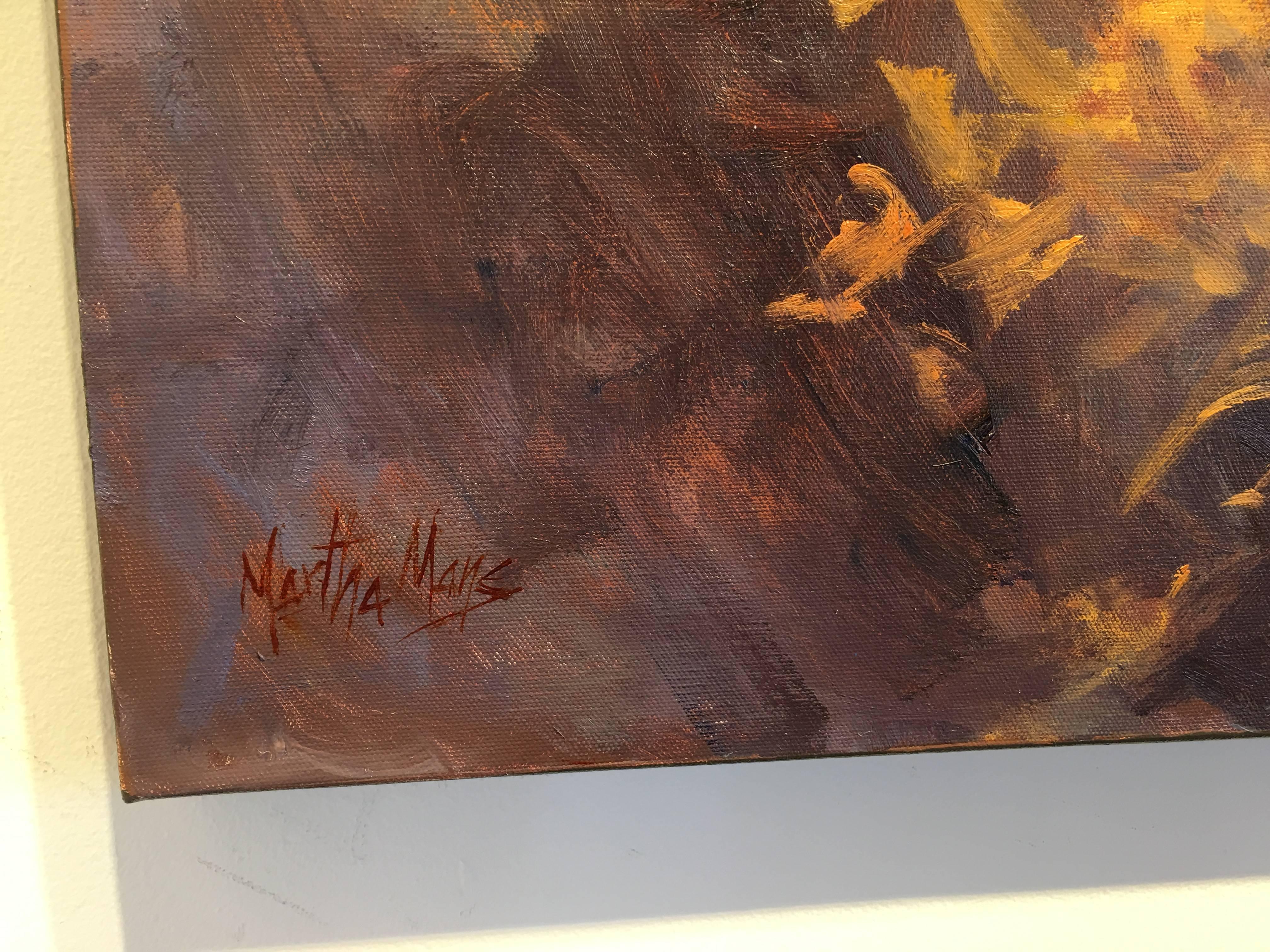 October Gold (Abiquiu Sage) - Brown Landscape Painting by Martha Mans