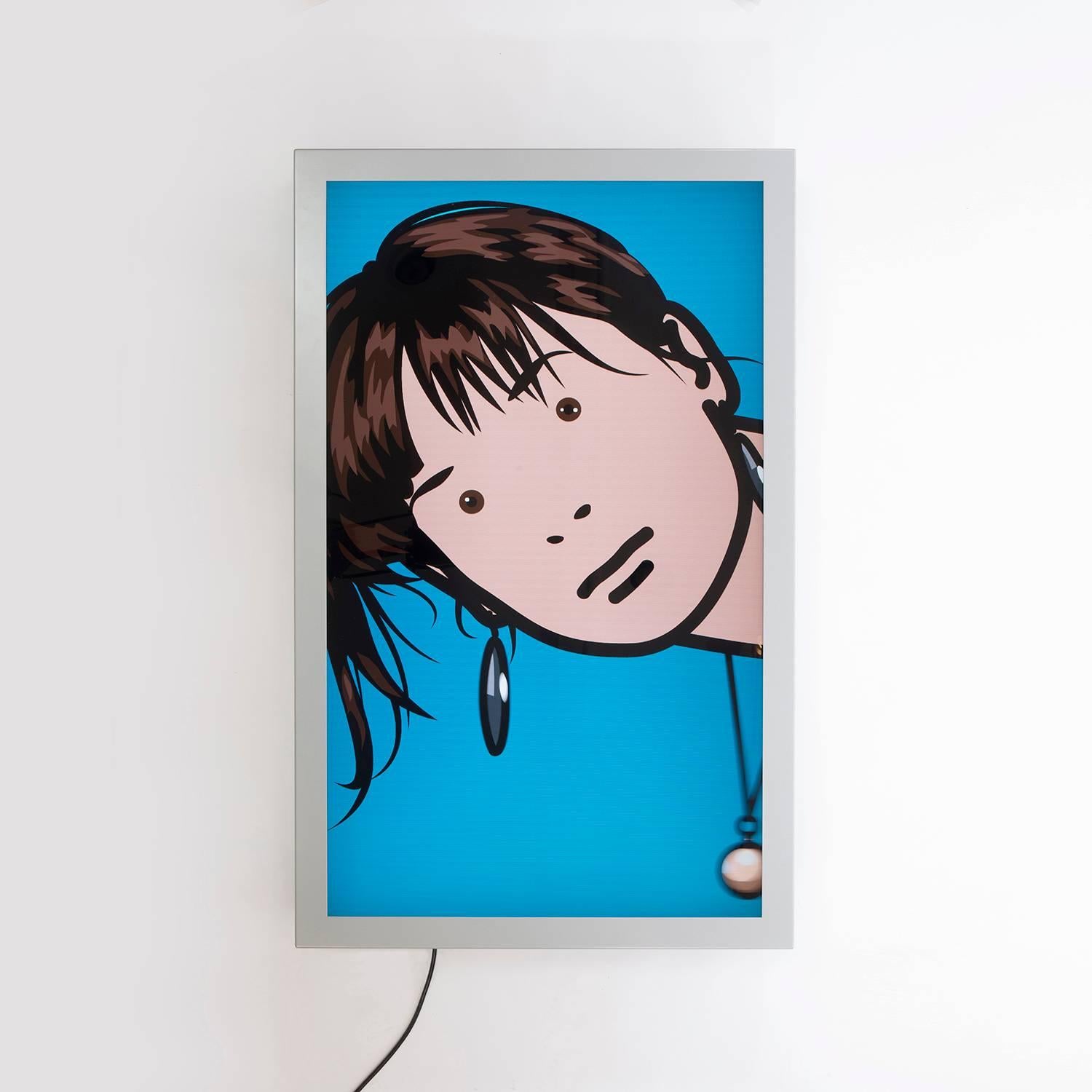 Contemporary Ann Blinking Video Installation - Art by Julian Opie