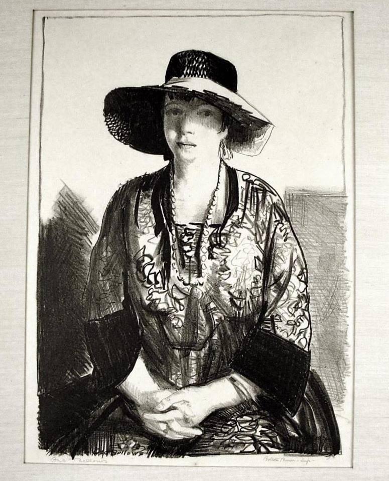 George Wesley Bellows Portrait Print - The Black Hat (Emma in a Black Hat)