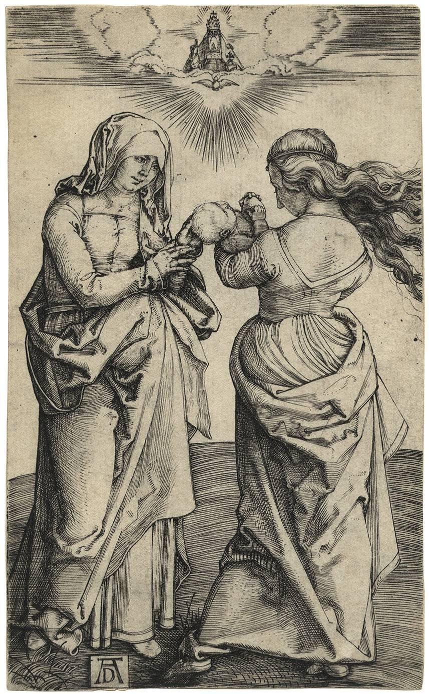 Figurative Print Albrecht Dürer - La Vierge et l'enfant avec Saint-Anne, vers 1500