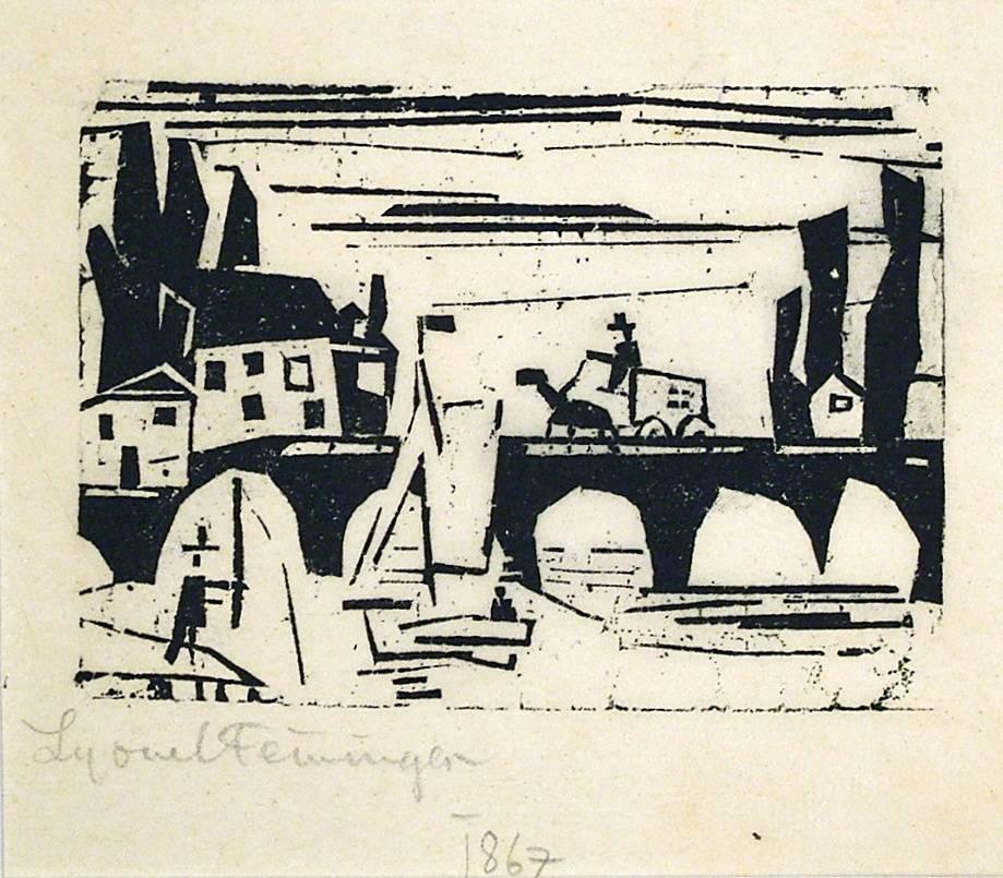 Wagon Crossing a Bridge (Wagen und einer Brucke) - Print de Lyonel Feininger