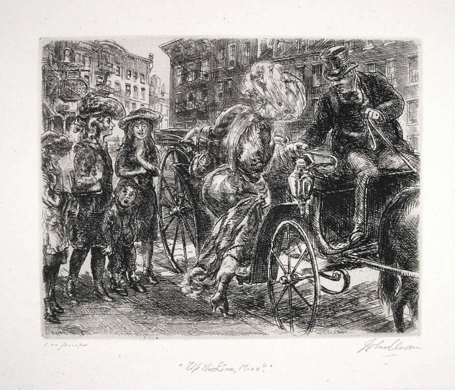 John Sloan Figurative Print - Up the Line, Miss?