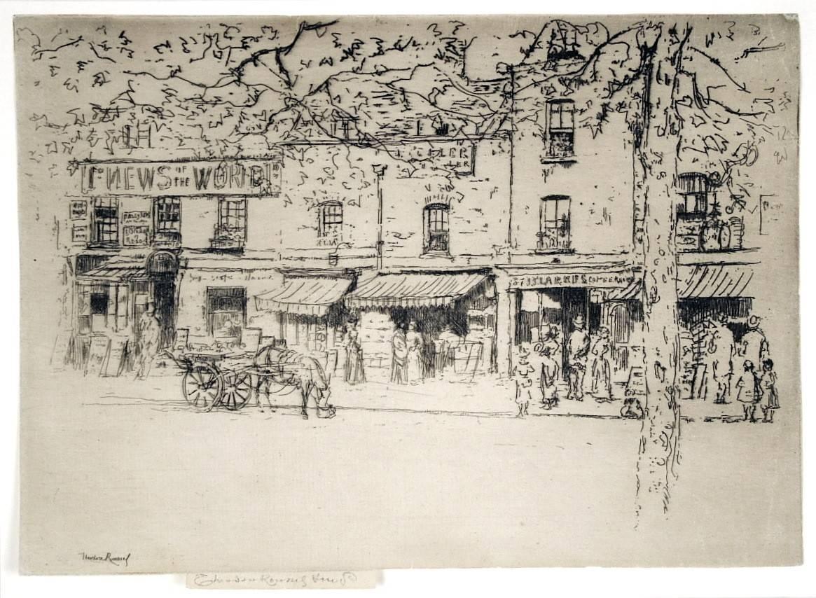 Theodore Casimir Roussel Landscape Print - The Street, Chelsea Embankment