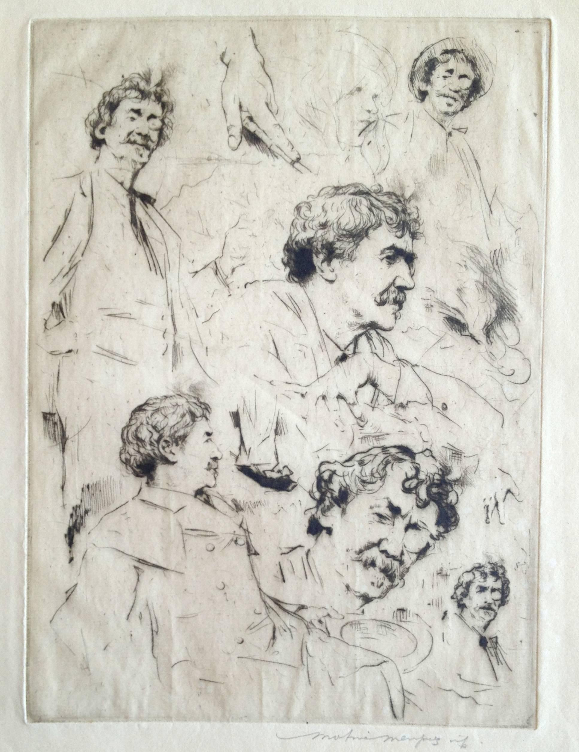 Mortimer Menpes Portrait Print - Whistler Portrait No. 7 (Six Faces of Whistler)