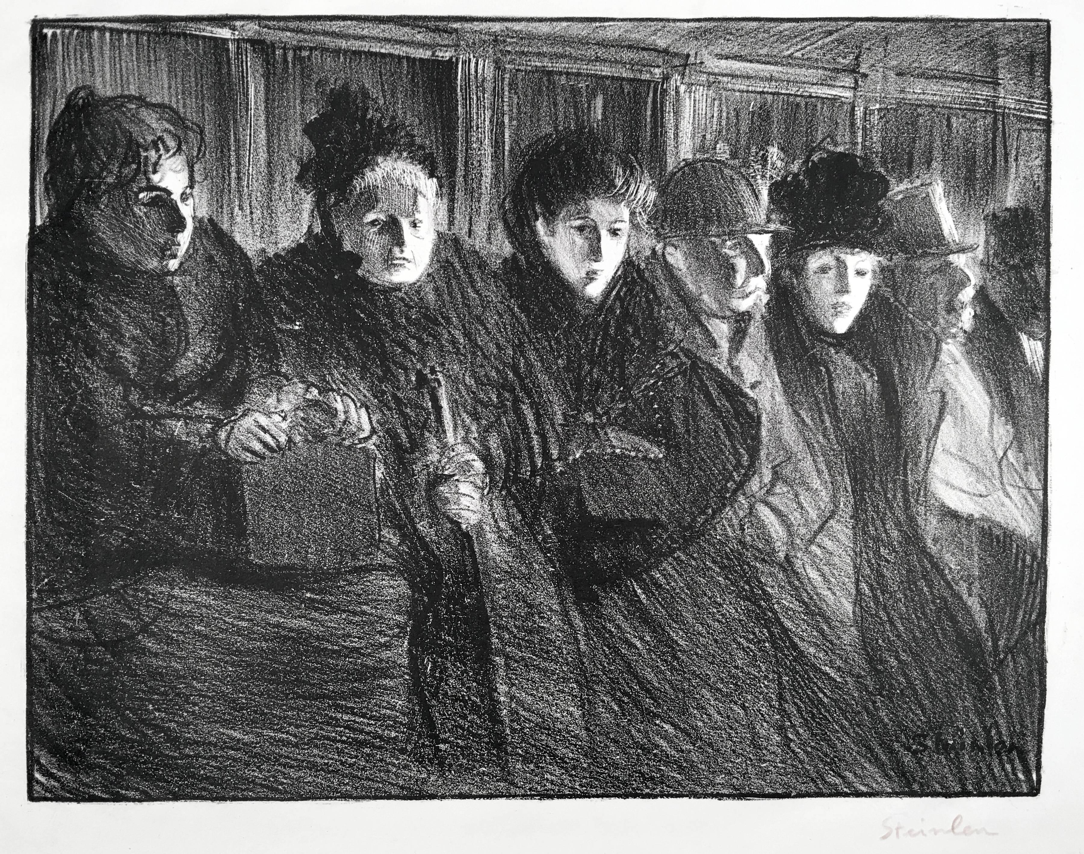 Théophile Alexandre Steinlen Figurative Print - Interior of Tramway