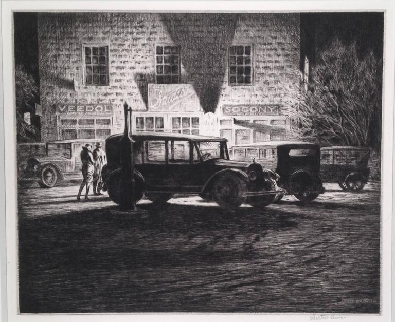 Martin Lewis Shadows, Garage at Night, Print For Sale at