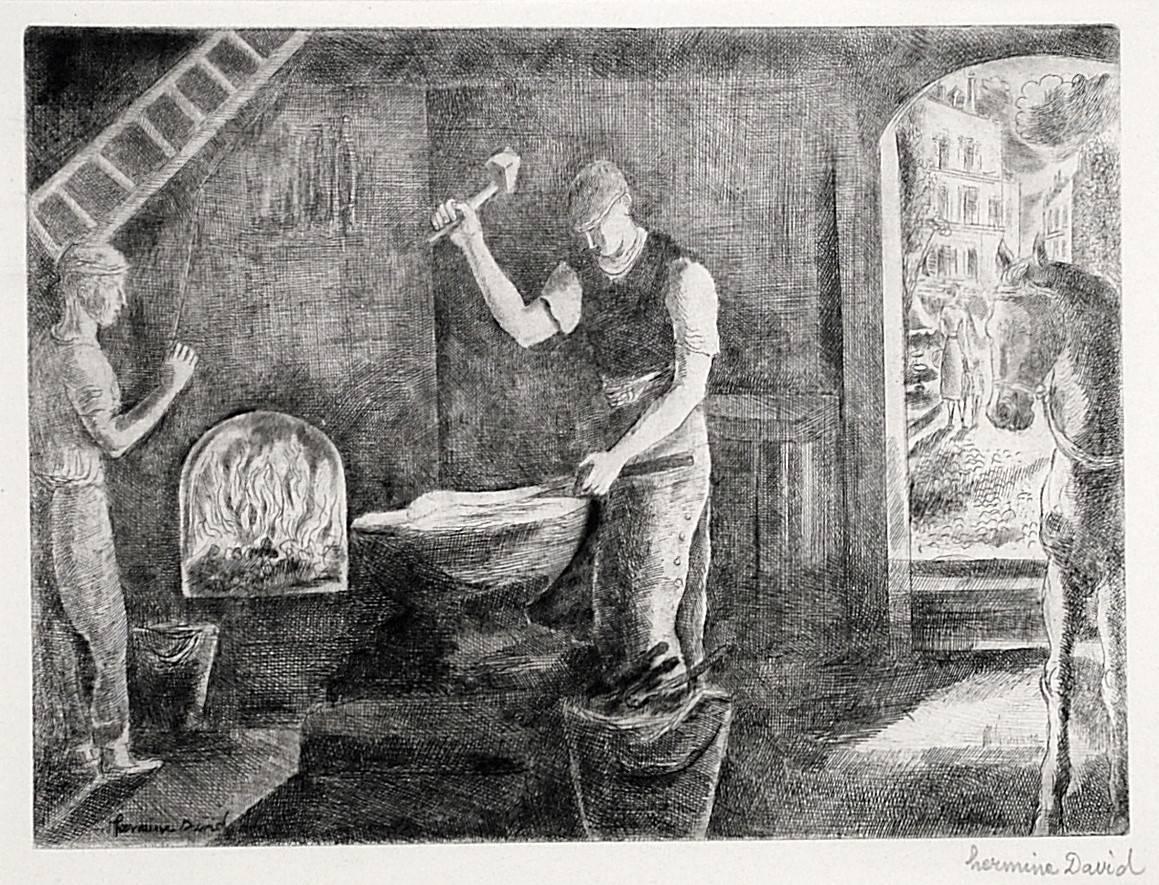 Hermine David Figurative Print - Marechal Ferrant (The Blacksmith)