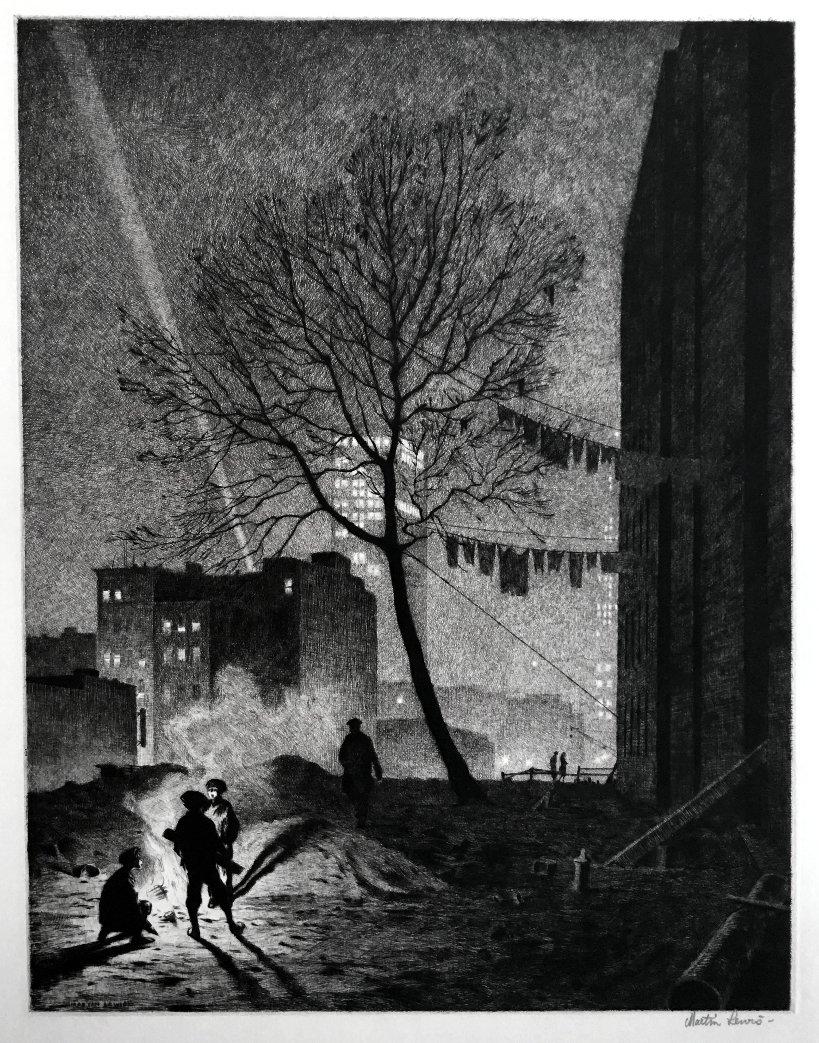 Martin Lewis Landscape Print - Tree, Manhattan