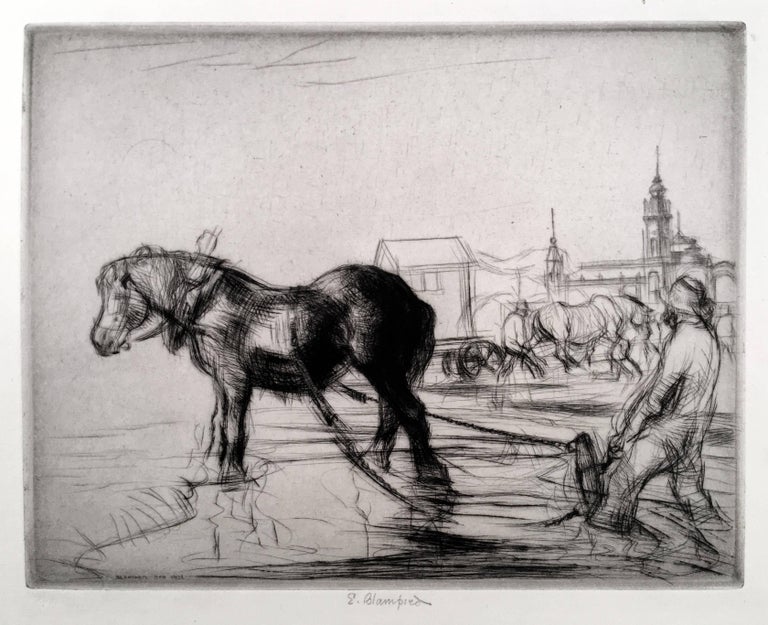 Edmund Blampied Animal Print - Ostend Horse