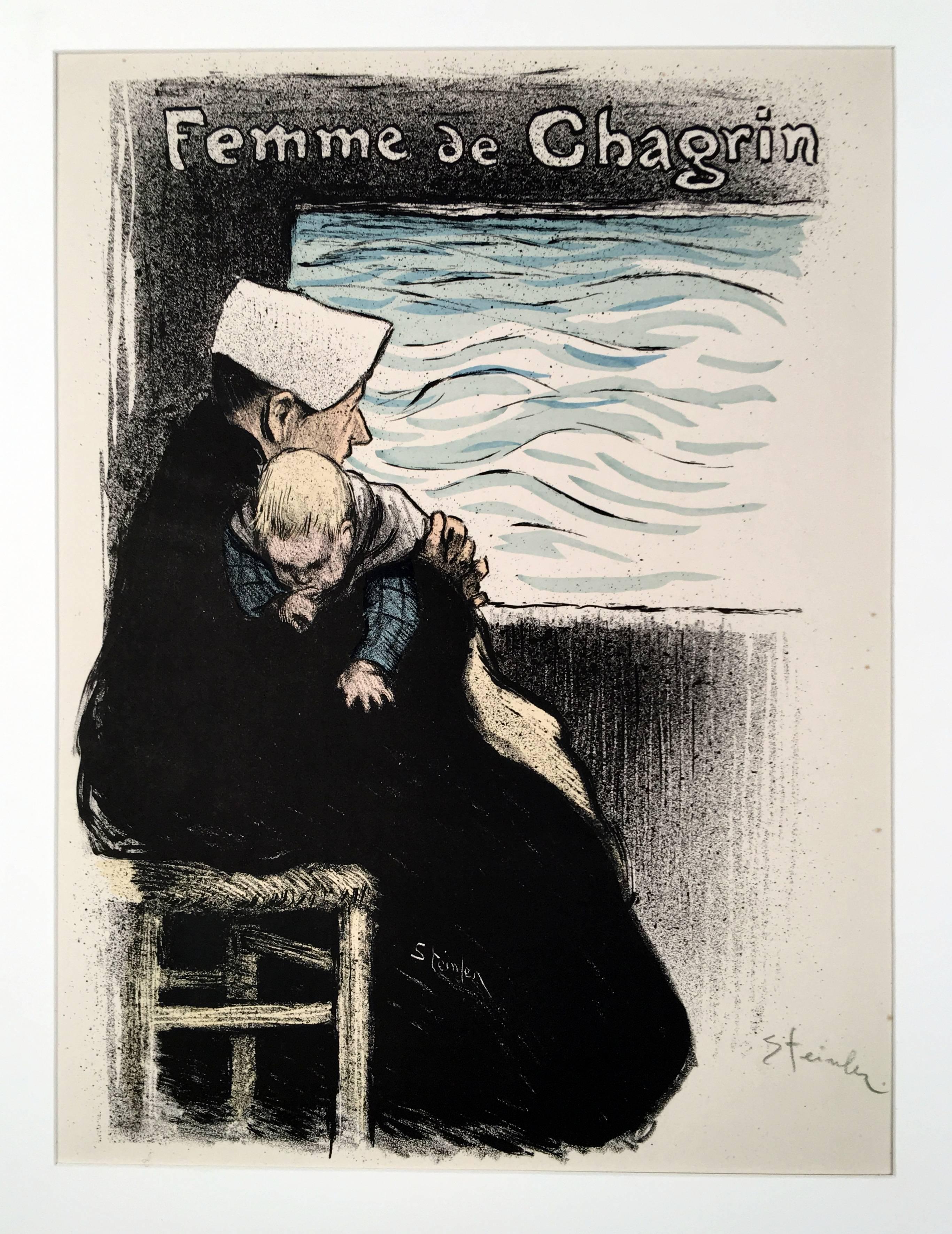 Théophile Alexandre Steinlen Figurative Print - Femme de Chagrin