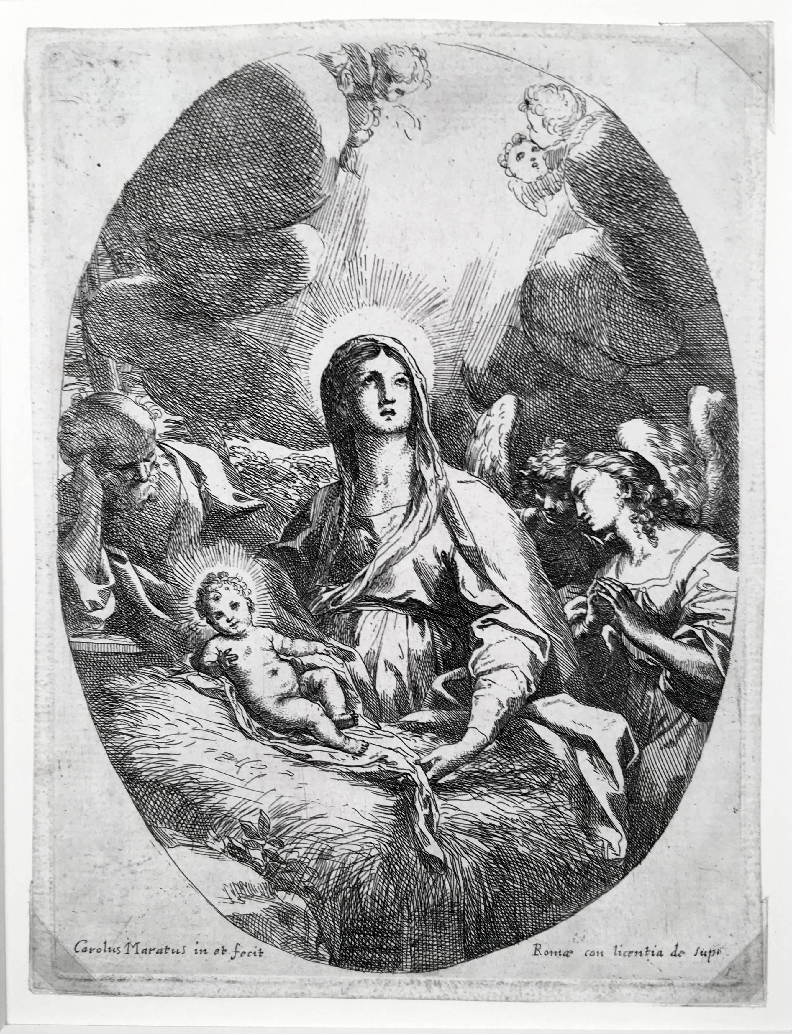 Carlo Maratti Figurative Print - Virgin, Joseph and Child in Oval