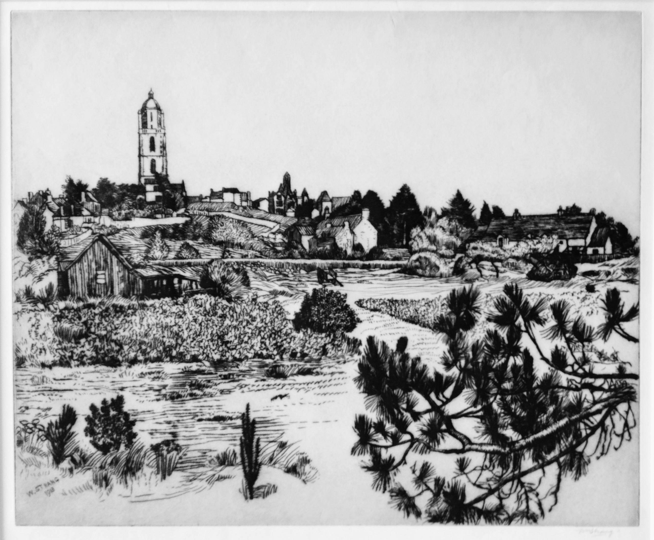 William Strang, R.A., R.E. Landscape Print - Le Bourg de Batz