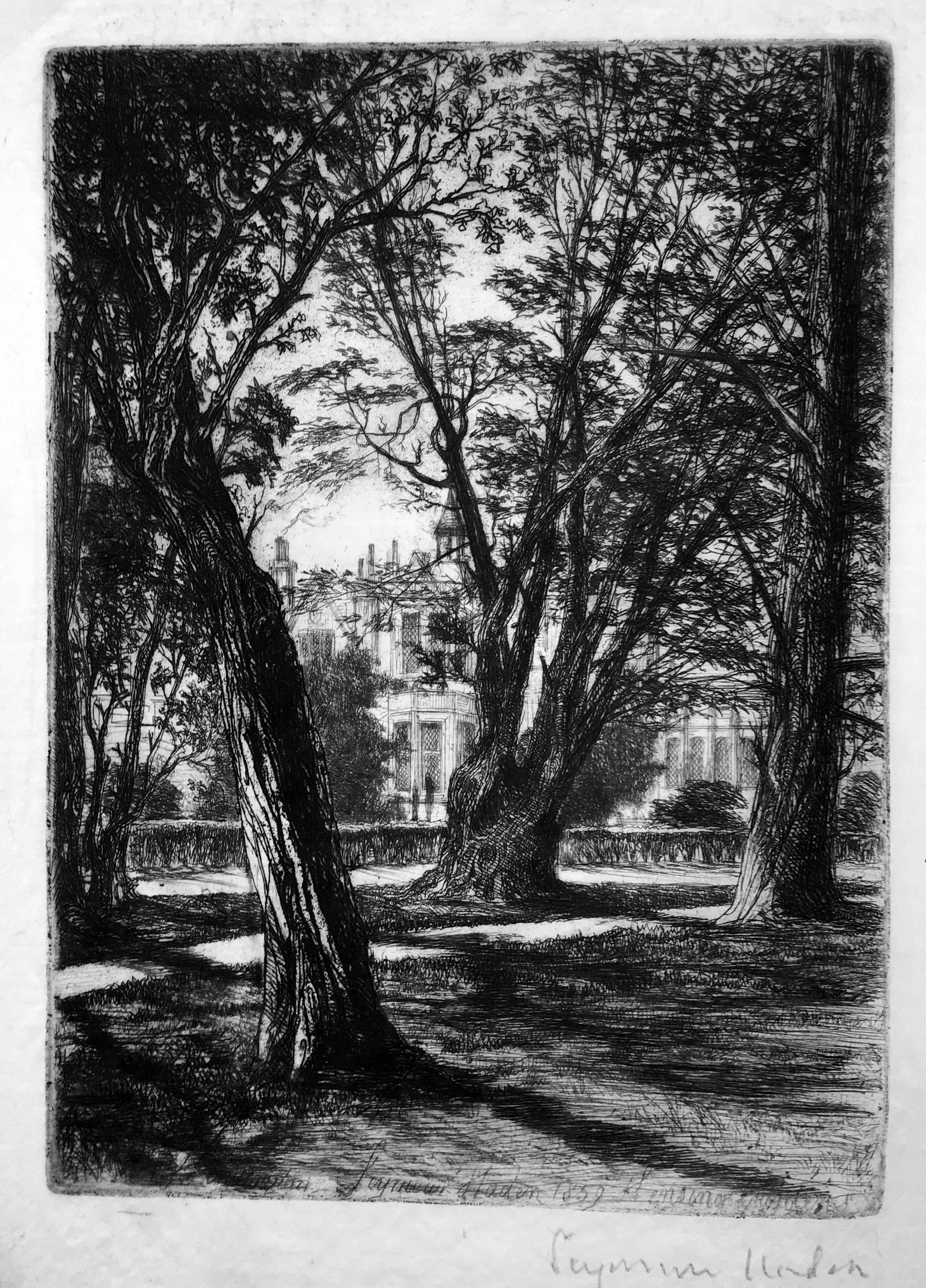 Sir Francis Seymour Haden, R.A. Landscape Print - Kensington Gardens (The Small Plate)