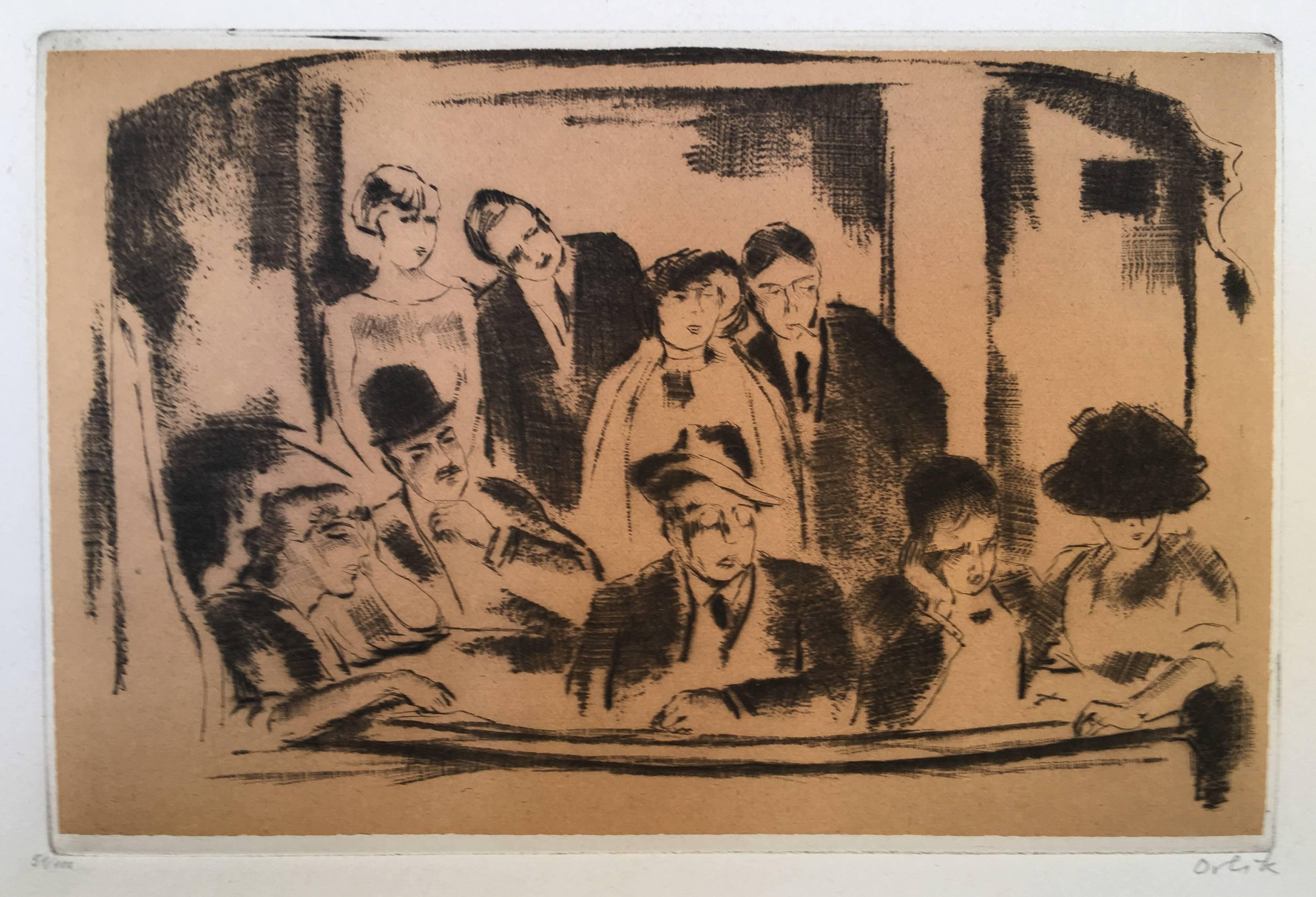 Figurative Print de Emil Orlik - Die Loge im Gaite Montparnasse (París)