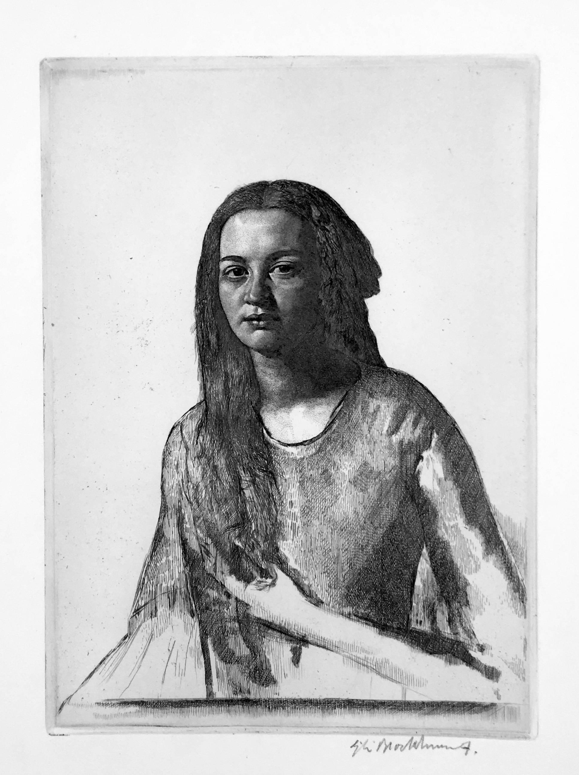 Gerald Leslie Brockhurst Portrait Print - Una (Portrait of a Creole Lady)