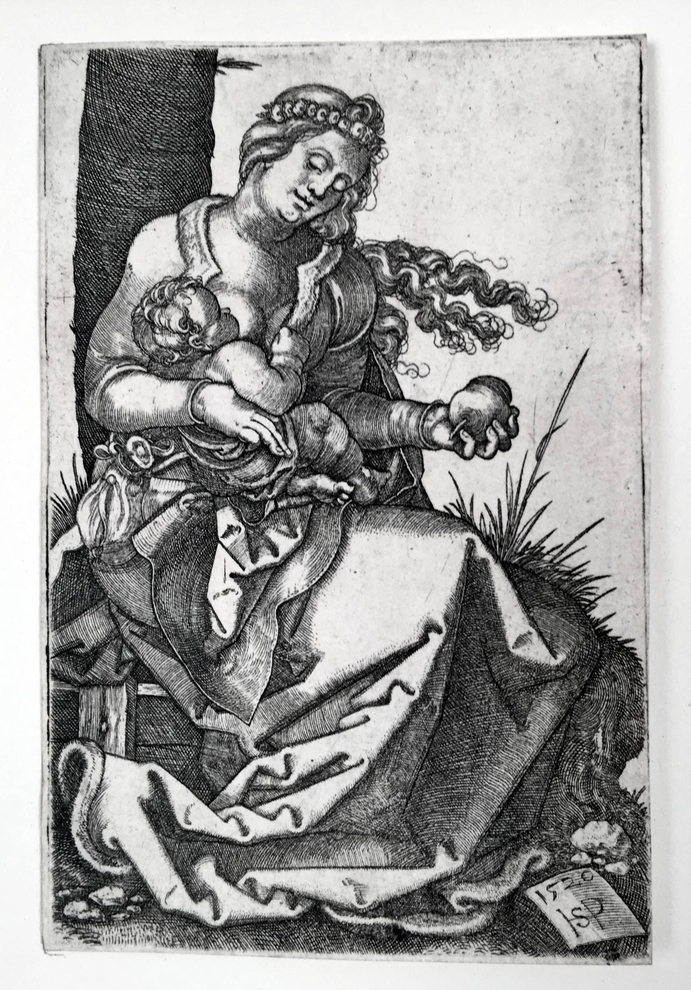 Hans Sebald Beham Figurative Print - Virgin and Child with the Pear