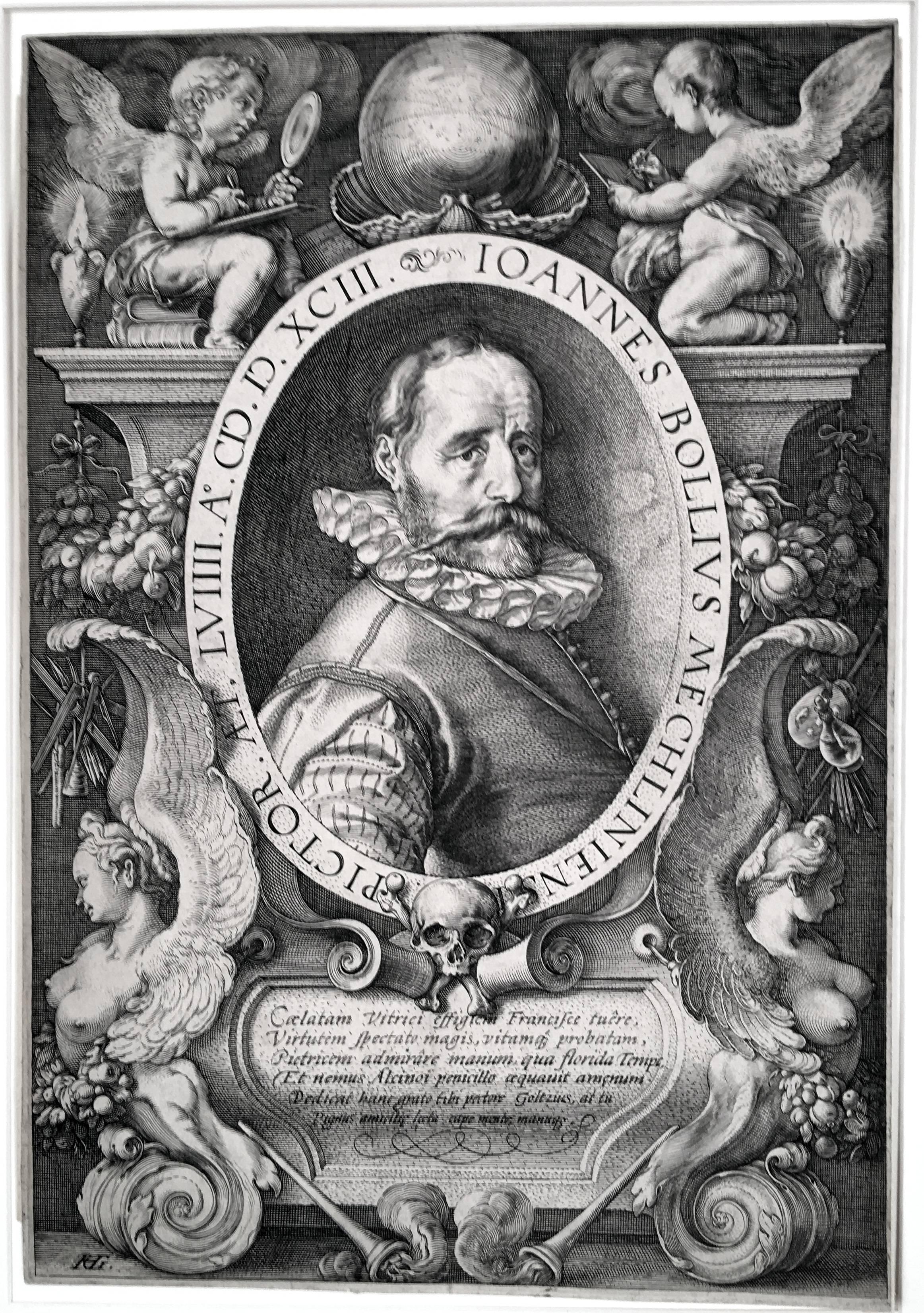 Hendrik Goltzius Portrait Print - Portrait of Hans Bol, the Painter, at the age of 58