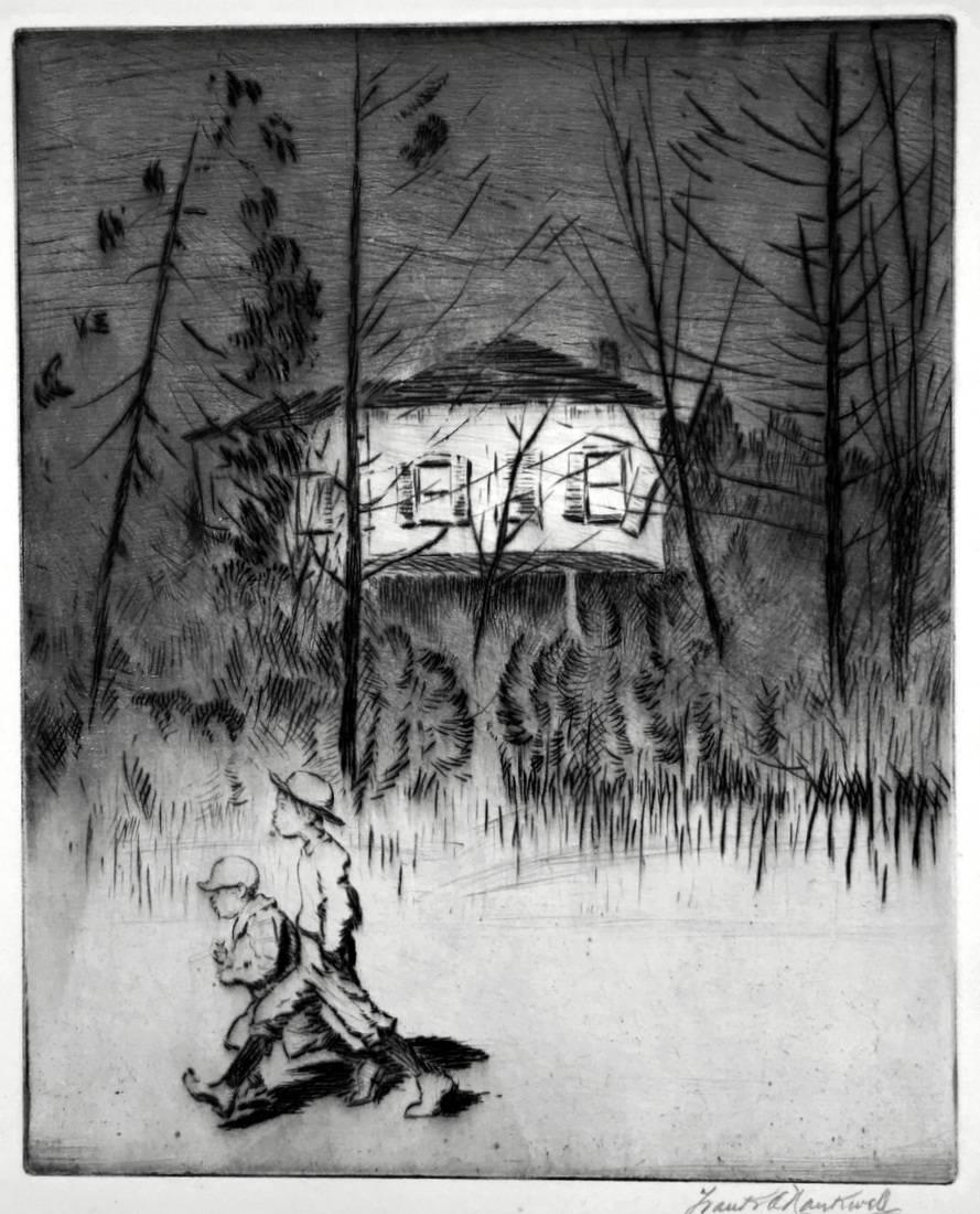 Frank Arthur Nankivell Landscape Print - Walking in the Woods