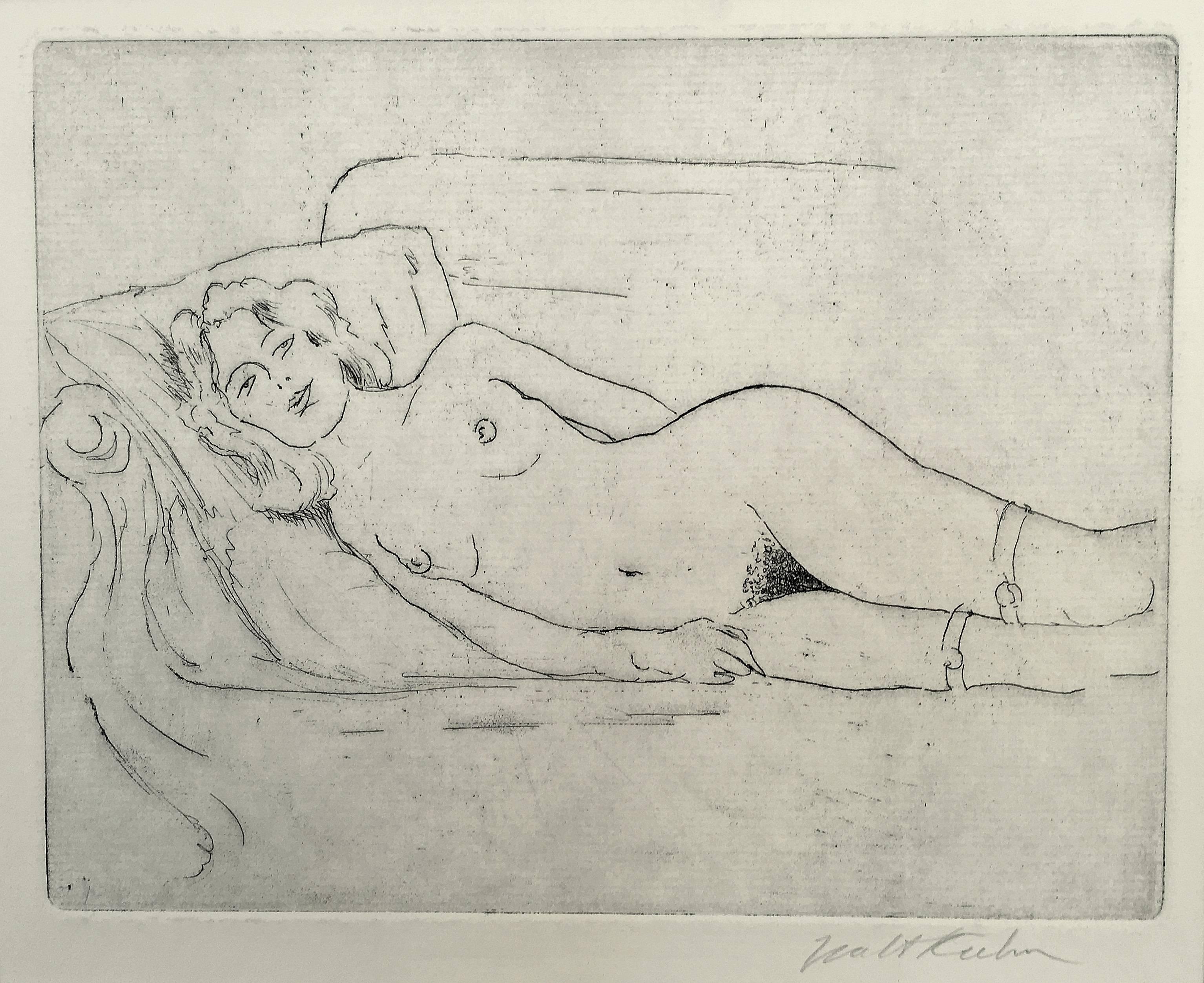Walt Kuhn Nude Print - Nude on Chaise