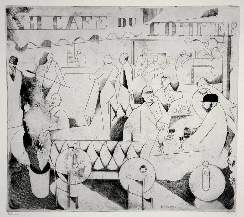 Figurative Print Jean-Emile Laboureur - Le Café du Commerce