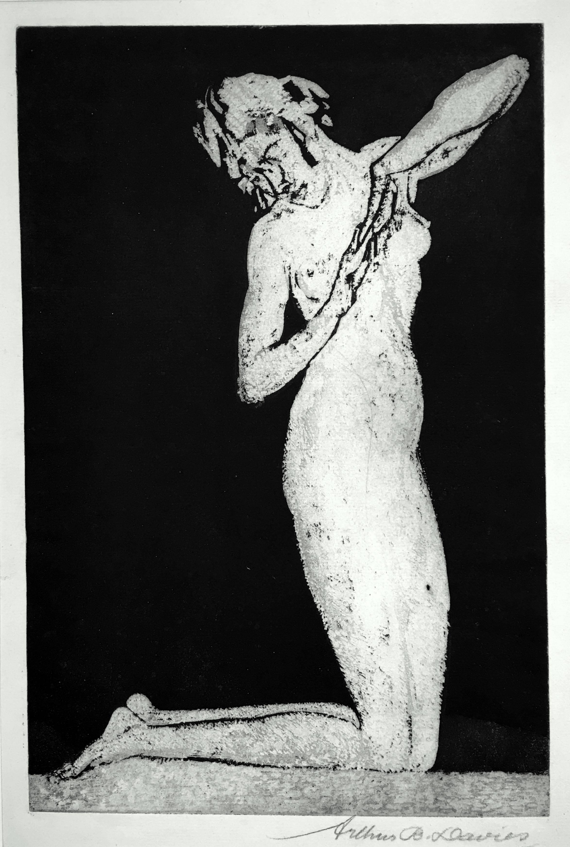 Arthur B. Davies Figurative Print - Dawn (or, Kneeling Figure)