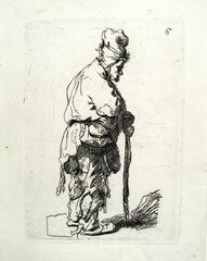 Beggar Leaning on a Stick Facing Left (after Rembrandt, reversed)