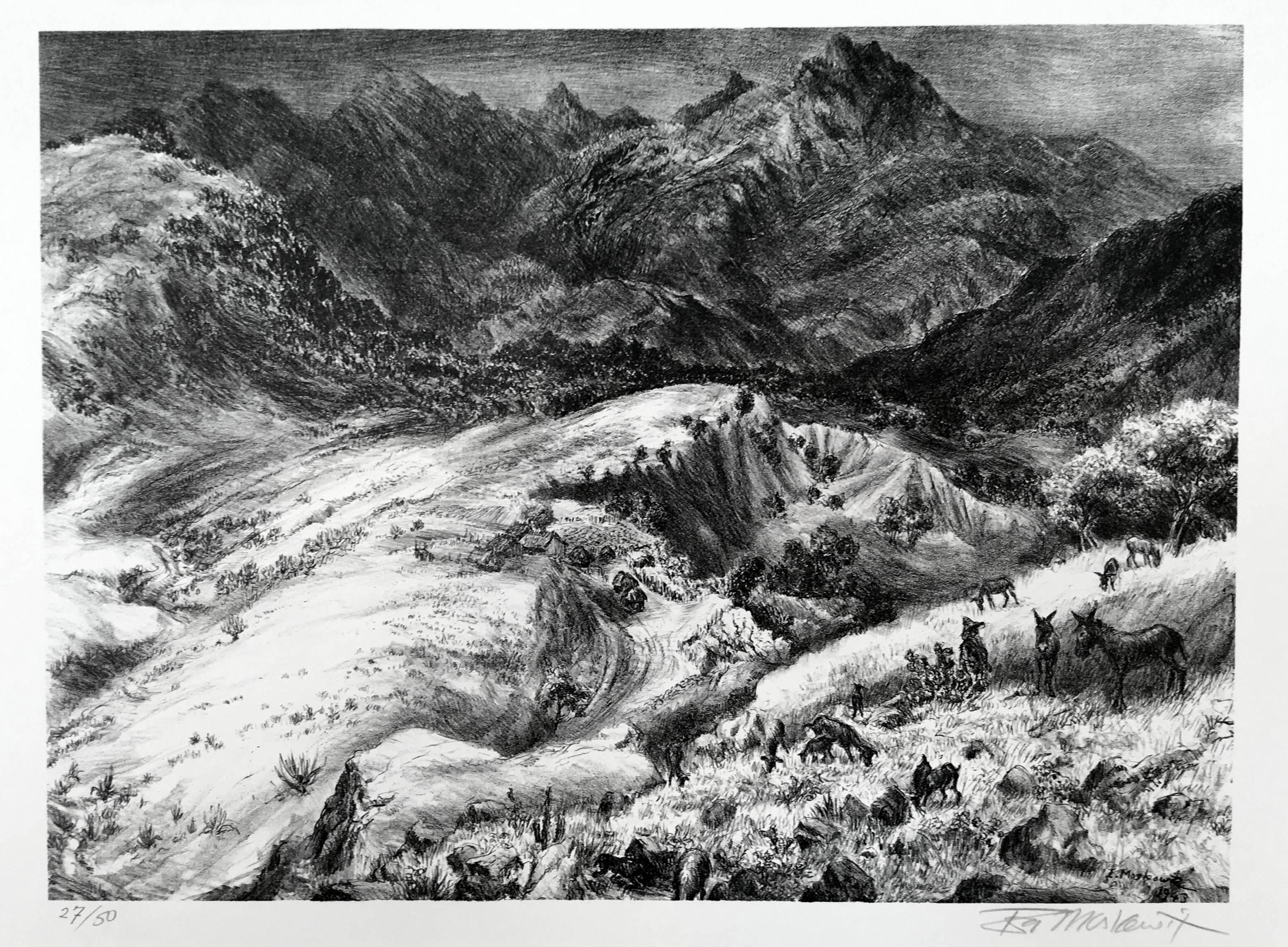 Ira Moskowitz Landscape Print - Mountain Scene