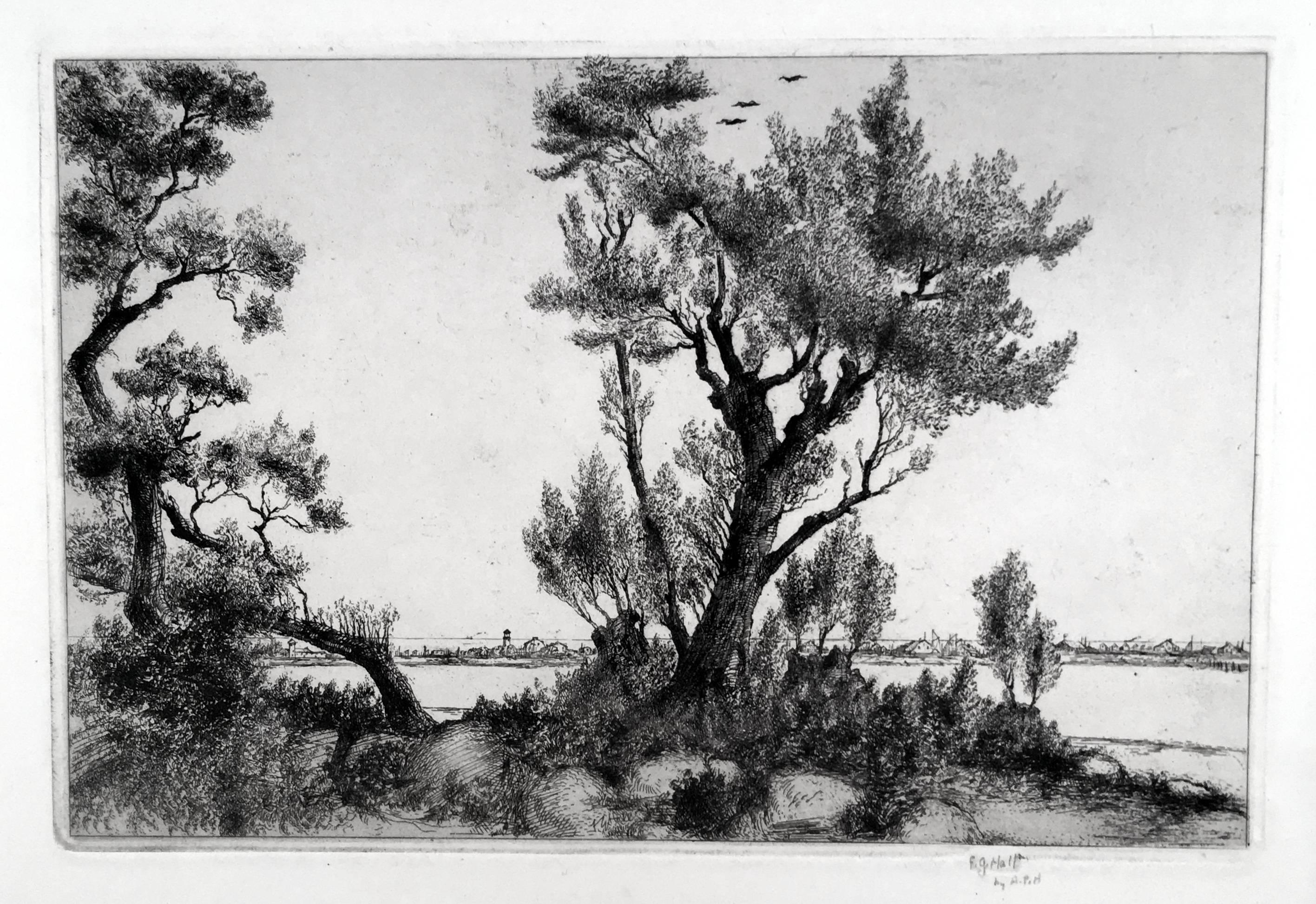 Frederick Garrison Hall  Landscape Print - Beach and Willows