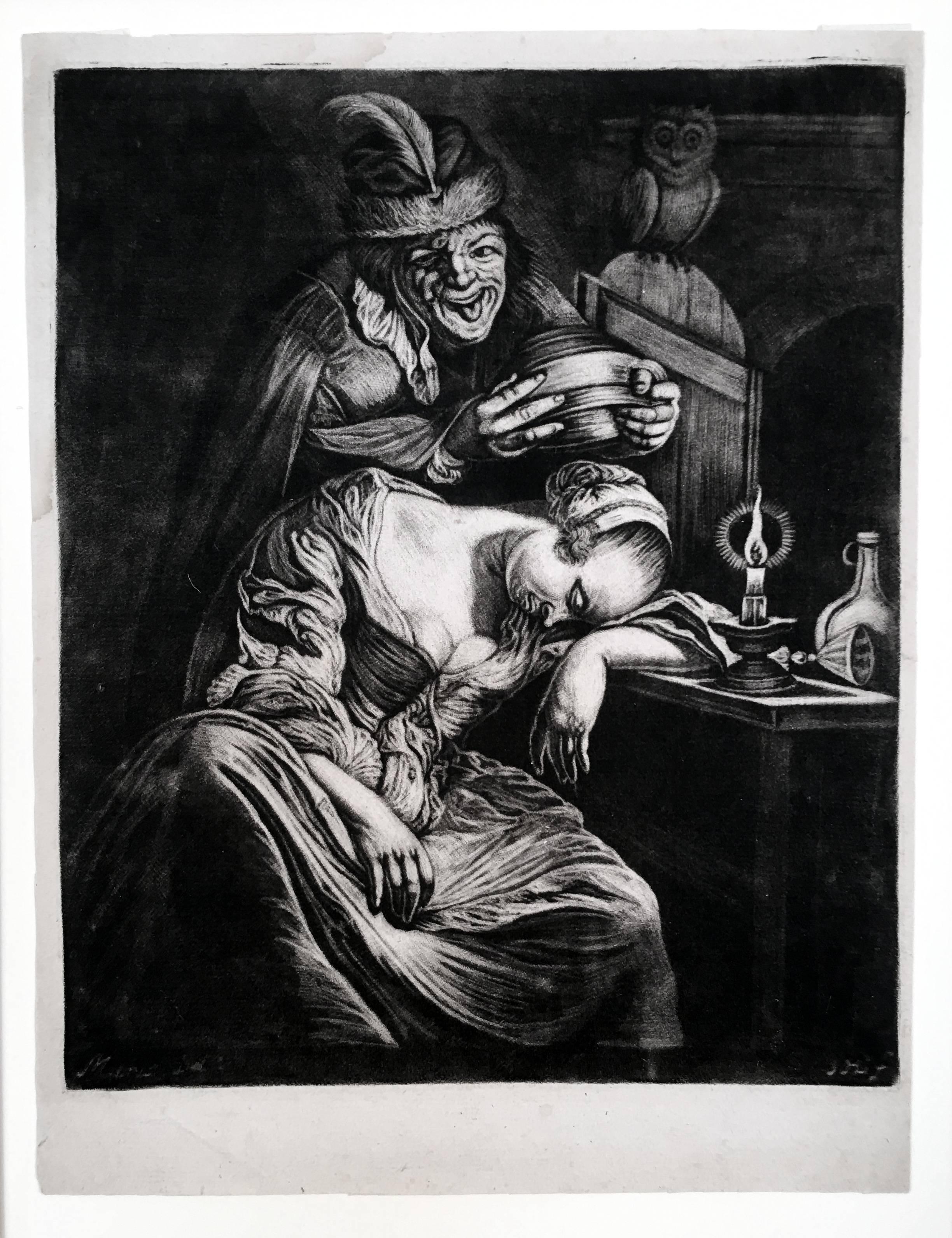 Jan van der Bruggen Figurative Print - A Drunken Night Cap