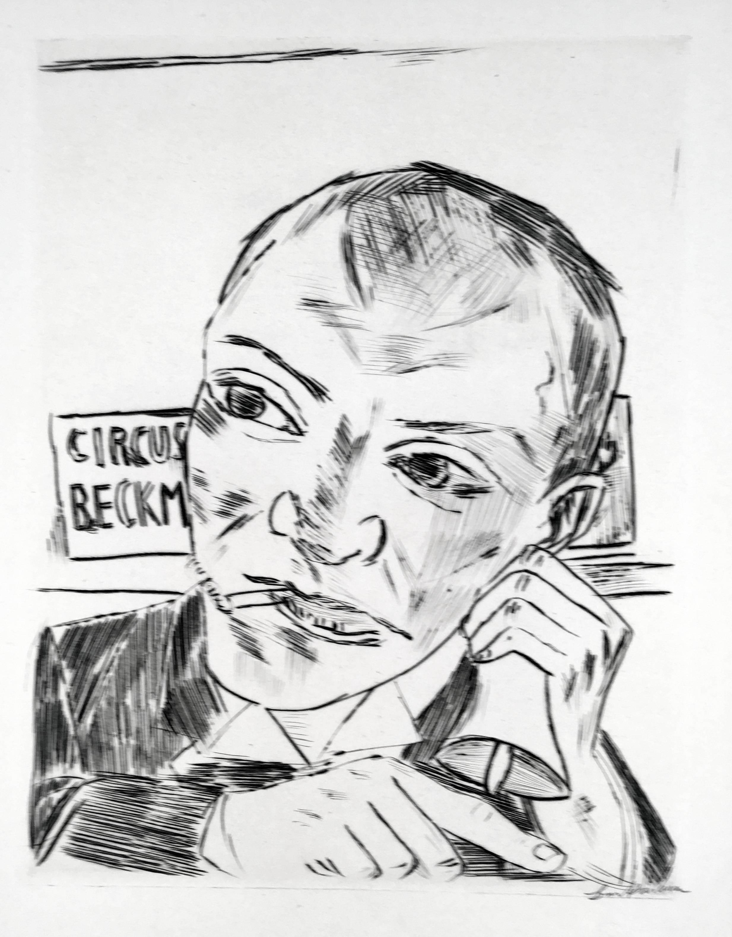 Max Beckmann Portrait Print - The Barker (Self Portrait)