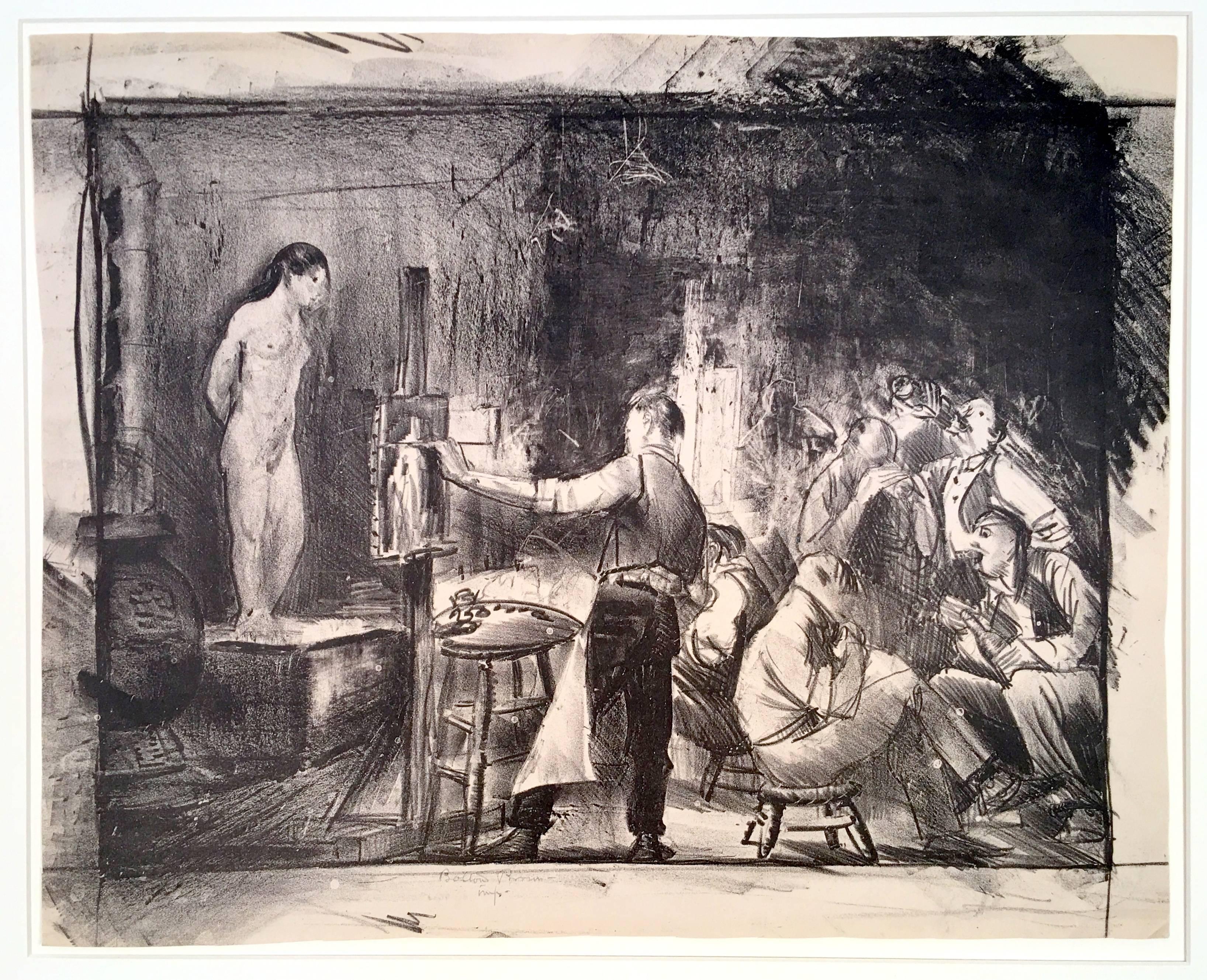 George Wesley Bellows Nude Print - The Life Class, No. 2 - unique impression