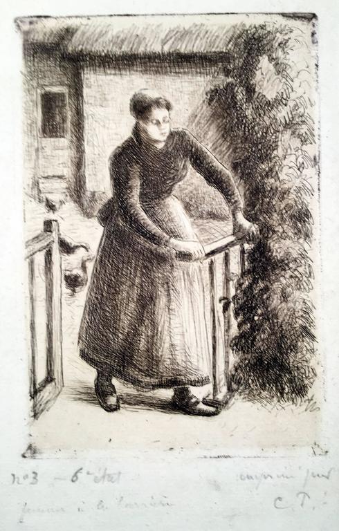 Camille Pissarro - Femme a la Barriere (Woman at the Gate) For Sale at  1stDibs