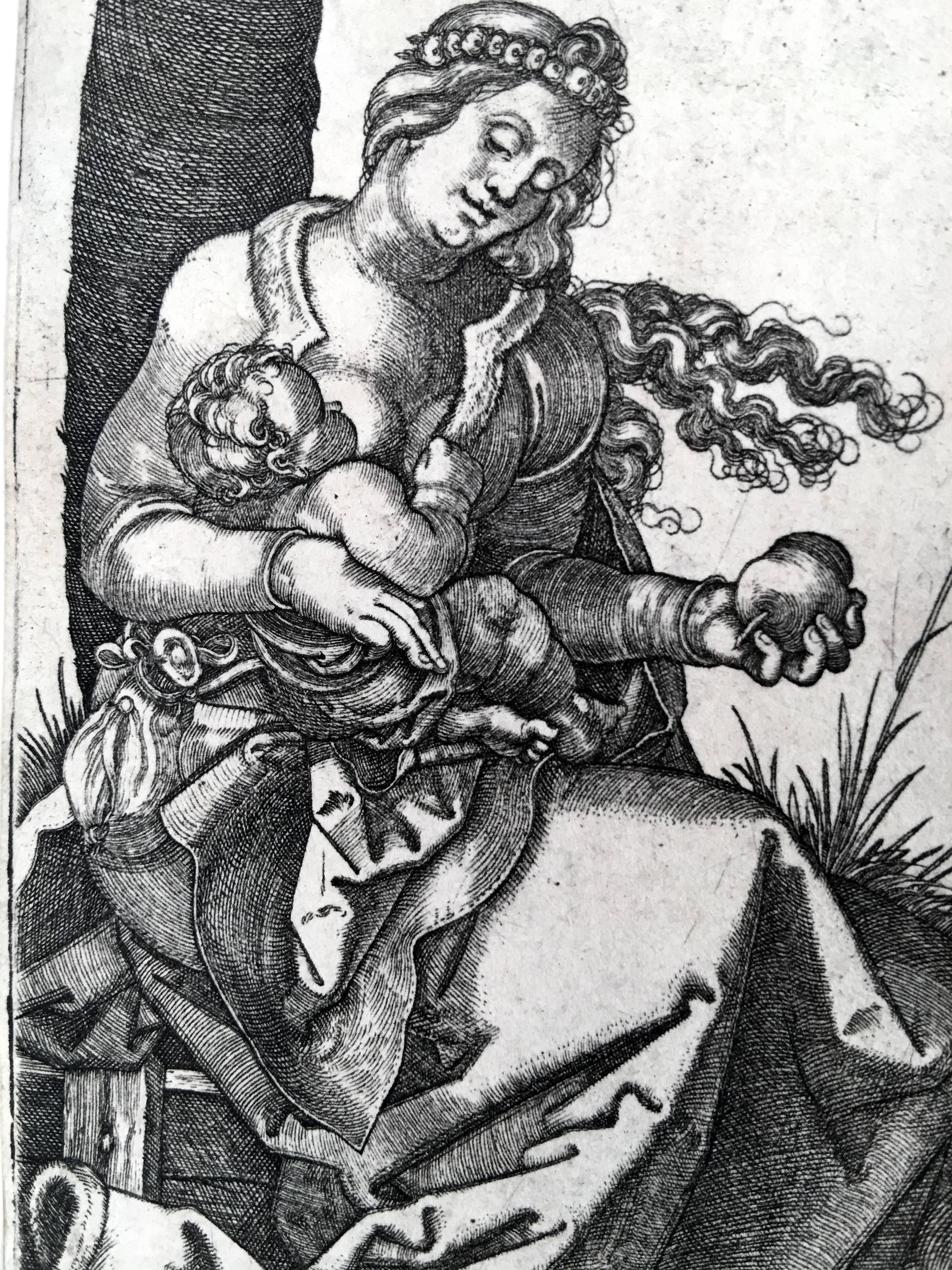 Virgin and Child with the Pear - Print by Hans Sebald Beham