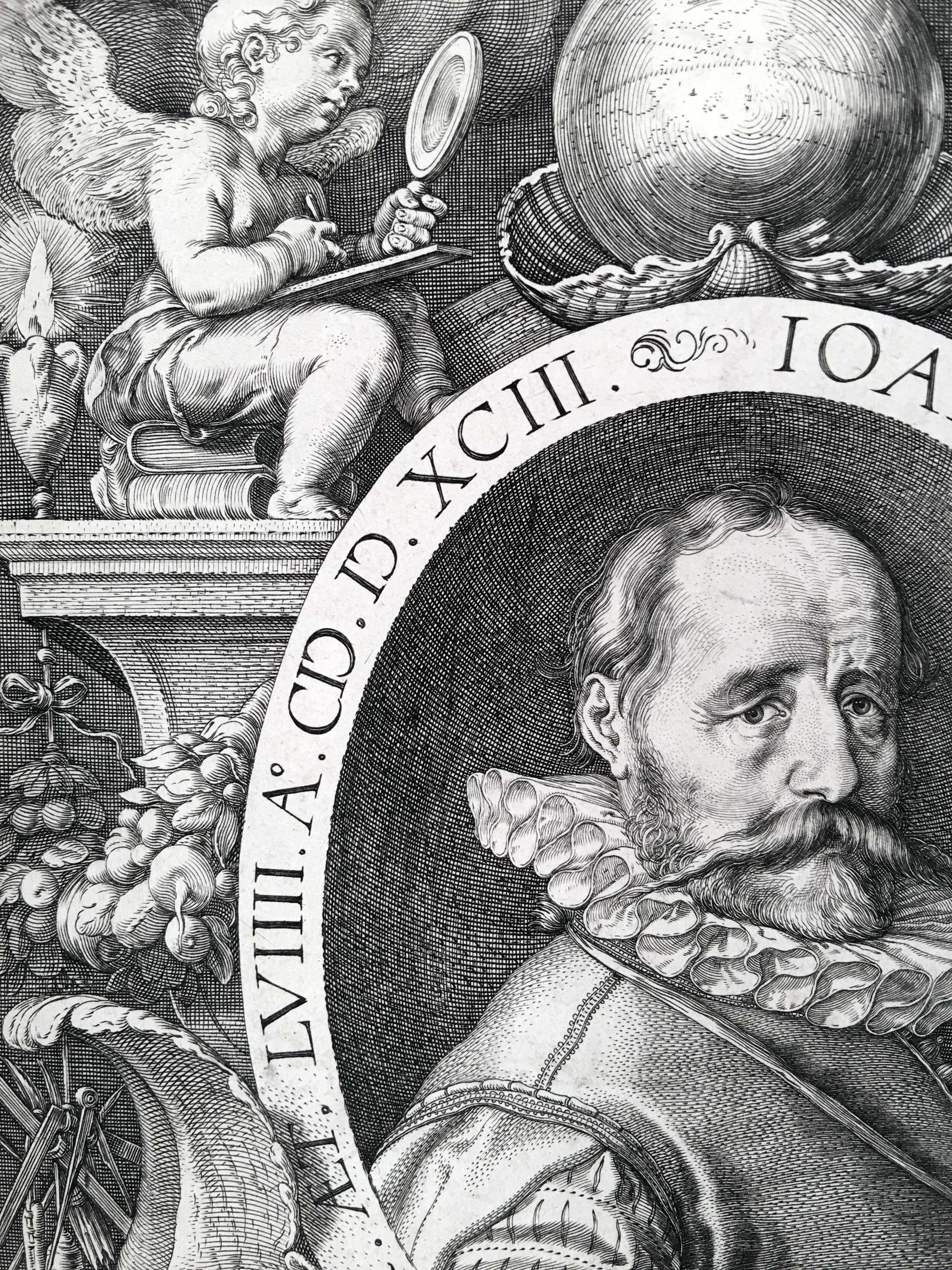 Portrait of Hans Bol, the Painter, at the age of 58 - Print by Hendrik Goltzius